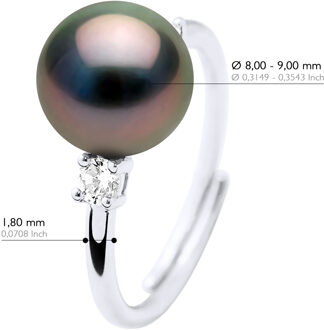 Ring Sieraden - Echte Gecultiveerde Tahiti Parels Rond 8-9 mm Zwart