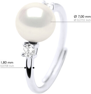 Ring Sieraden - Echte Gekweekte Zoetwaterparel Rond 7-8 mm Wit