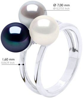 Ring Trilogie Bulk - 3 Echte Cultured Zoetwater Parel Ronde 7-8 mm Zilver - I