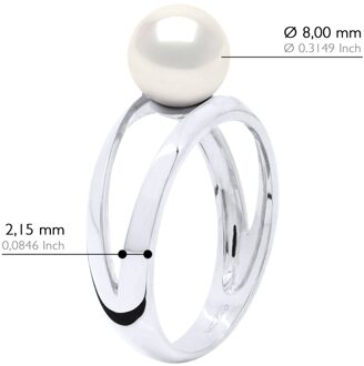 Ring - Wit Goud 375 - Echte Cultiveerde Zoetwaterparel Rond 8-9 mm - N