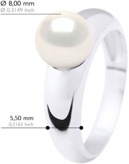 Ring - Wit Goud - Echte Cultiveerde Zoetwater Parel Ronden 8-9 mm