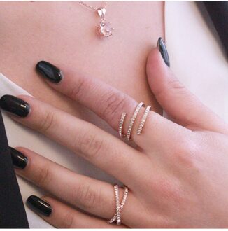 Ring X - Oostenrijks Kristal Wit en roségoud