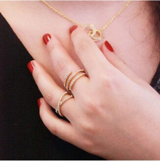 Ring X - Oostenrijks Kristal Wit & Goud - N