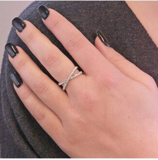 Ring X - Oostenrijks Kristal Wit Zilver - N