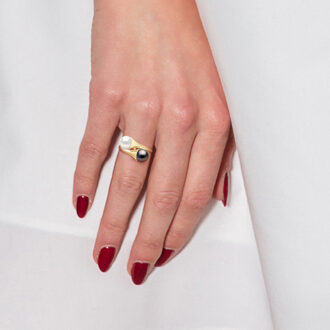 Ring YOU AND ME Tahitian Parels en Zoetwater 8-9mm Yellow Gold Naturel