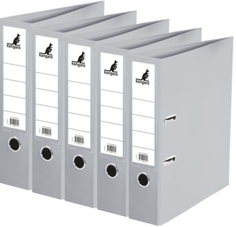Ringband map/ordners A4 - 5x - grijs - 31 x 28 x 7 cm - Documenten map