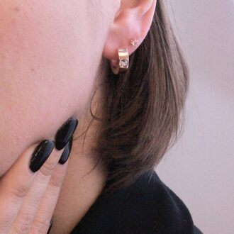 Ringen Oorbellen - Roségoud en Kristal - maat