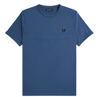 Ringer T-Shirt - Herenshirt Blauw - M
