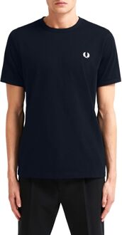 Ringer T-shirt met ronde hals Donkerblauw - XS