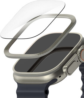 Ringke Bezel Styling + Screenprotector voor de Apple Watch Ultra - 49 mm - Fluted Titanium Zilver
