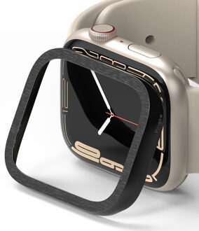 Ringke Bezel Styling voor de Apple Watch Series 7 / 8 / 9 - 41 mm - Hairline Plain Black Zwart