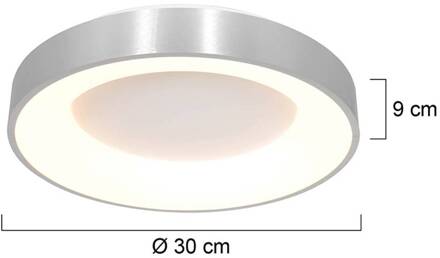 Ringlede plafondlamp zilver ingebouwd LED Ø 30 cm Grijs