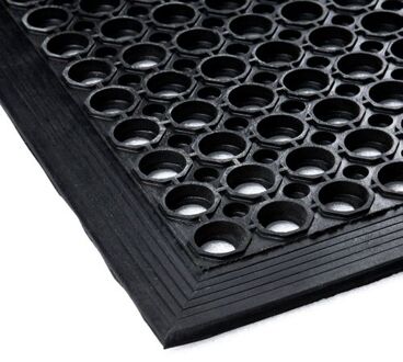 Ringmat 90 x 150 cm - Met rand Zwart