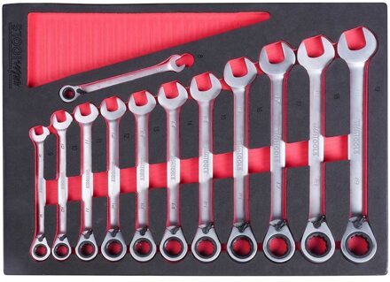 Ringratelsleutels omschakelbaar 12 delig WT8912R