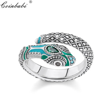 Rings Blue Snake 925 Sterling Silver Bohemia Gift For Women, Europe Style Jewelry Rings Fashion Jewelry Wholesale