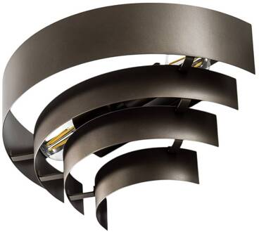 Rings wandlamp, titaniumkleurig, staal, 2 x E27