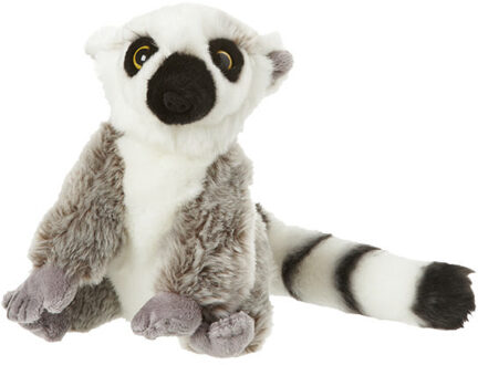 Ringstaart Maki aap - grijs - 18 cm - pluche dieren knuffels - Apen
