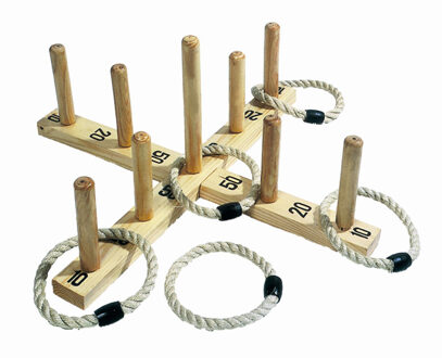 RINGWERPSPEL met 5 sisalringen, 56x56cm, katoenen zakje, 4+