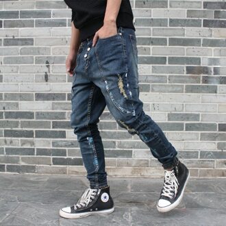 Ripped Harem Jeans Mannen Casual Patchwork Slim Joggers Broek Hip Hop Verontruste Denim Broek Laag Kruis Man Kleding 28