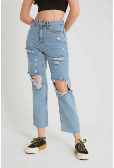 Ripped jeans high waist d83616 Blauw - 26
