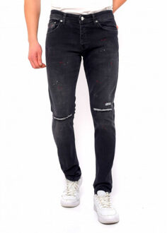 Ripped jeans met verfspatten slim fit dc Zwart - 31