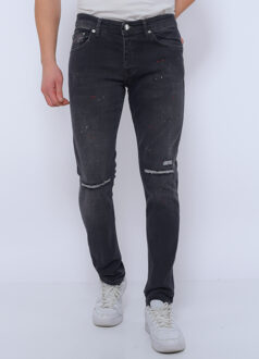 Ripped jeans met verfspatten slim fit dc Zwart - 33
