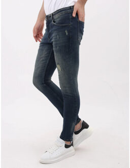 Ripped jeans slim fit stretch mm - maat 38 Blauw