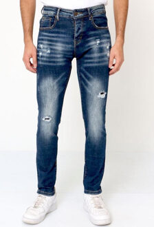 Ripped jeans stretch slim fit Blauw - 30