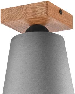 Risco plafondlamp 1-lamp stoffen kap grijs grijs, hel hout, zwart