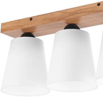 Risco plafondlamp 3-lamps stoffen kap wit wit, licht hout, zwart