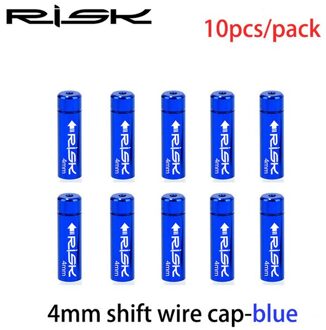 Risico 10 stks/doos Fiets Rem/Versnellingskabel Cap Alumium MTB Racefiets Derailleur Liner Tops Fiets Rem Versnellingskabel end Cap 4mm blauw