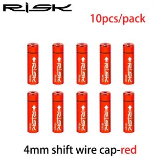 Risico 10 stks/doos Fiets Rem/Versnellingskabel Cap Alumium MTB Racefiets Derailleur Liner Tops Fiets Rem Versnellingskabel end Cap 4mm rood