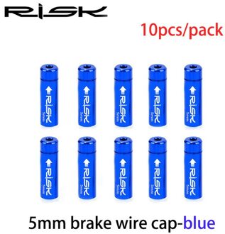 Risico 10 stks/doos Fiets Rem/Versnellingskabel Cap Alumium MTB Racefiets Derailleur Liner Tops Fiets Rem Versnellingskabel end Cap 5mm blauw