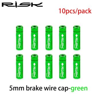 Risico 10 stks/doos Fiets Rem/Versnellingskabel Cap Alumium MTB Racefiets Derailleur Liner Tops Fiets Rem Versnellingskabel end Cap 5mm groen