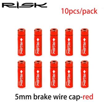 Risico 10 stks/doos Fiets Rem/Versnellingskabel Cap Alumium MTB Racefiets Derailleur Liner Tops Fiets Rem Versnellingskabel end Cap 5mm rood