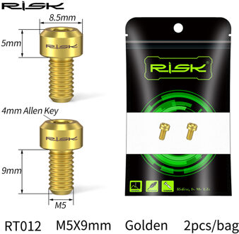 Risico 2 Pcs M5x9 Mm Fiets Voor Achter Derailleur Draad Innerlijke Lijn Fix Druk Bout Titanium Legering Mtb Mountainbike kabel Lijn Bolt m5x9 1 reeks gouden
