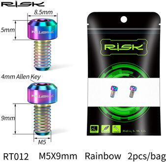 Risico 2 Pcs M5x9 Mm Fiets Voor Achter Derailleur Draad Innerlijke Lijn Fix Druk Bout Titanium Legering Mtb Mountainbike kabel Lijn Bolt m5x9 1 reeks OilSlick