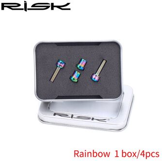 RISICO 2pcs M5x18mm Racefiets Carbon Stuurpen Bouten & Moer Kits Titanium Ti Fiets Stem Bouten Mountainbike Stuurpen schroef Moer Kits regenboog