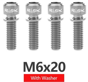 RISICO 4pcs M6x18mm M6x20mm Titanium Legering Mountainbike Schijfrem Bevestiging Bouten Schroeven Met Wasmachine voor MTB Fiets