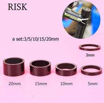 Risico 5 Pcs 1-1/8 Inch Fiets Headset Carbon Fiber Washer Set Fiets Headset Stem Spacers Kit Fiets Fix refit 3 Mm 5 Mm 10 Mm 15 Mm 20 Mm