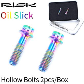 Risico 6Pcs M5 * 18 Mm Titanium Sl Stem Bevestigingsbouten Mtb Fiets Steering Stuurpen Stuur TC4 Sl schroef Fiets Bevestiging Onderdelen 2stk-1SetOilSlick-SL