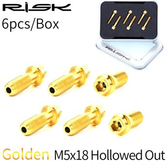 Risico 6Pcs M5 * 18 Mm Titanium Sl Stem Bevestigingsbouten Mtb Fiets Steering Stuurpen Stuur TC4 Sl schroef Fiets Bevestiging Onderdelen 6stk-1SetGolden-SL