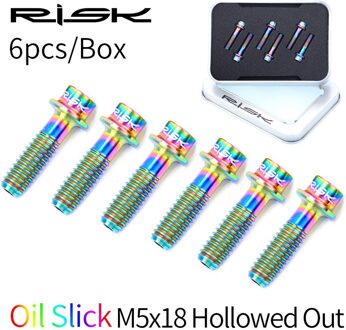 Risico 6Pcs M5 * 18 Mm Titanium Sl Stem Bevestigingsbouten Mtb Fiets Steering Stuurpen Stuur TC4 Sl schroef Fiets Bevestiging Onderdelen 6stk-1SetOilSlick-SL