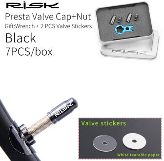 Risico FV55 AV55 Weg Mountainbike Fiets Titanium Presta Schrader Valve Cap Nut Wrench Stofkap Fietsen Acces Presta Valve reeks BLK