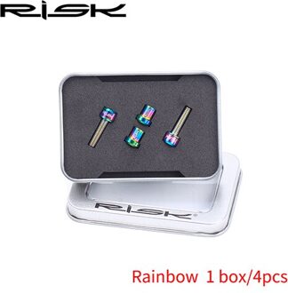 Risico MTB Road Carbon Stuurpen Bouten & Moeren Kit M5 * 18mm TC4 Titanium legering Schroeven met Niet verloren Wasmachine Zwart Regenboog Goud