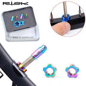 RISK 2pcs Bicycle Schrader/Presta Valve Cap Titanium Alloy Ultralight Mountain Road Bike Tyre Cap Tire Valve Protector MTB Parts