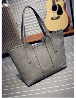 Rits Kwastje Schoudertas Vrouwen Handtas Pu Leather Casual Tote Grote Interieur Rits Messenger Bag Lady Bags grijs