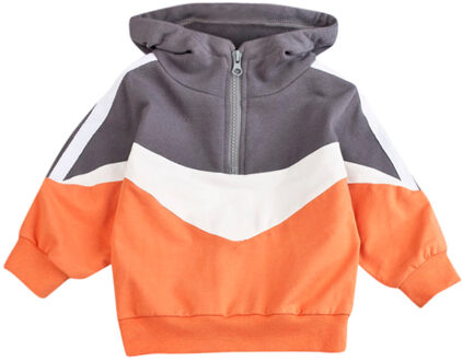 Rits Peuter Kids Baby Jongens Kleur Stiksels Hooded Trui Tops Kleding Kinderen Kinderen Casual Sportswear Baby Kleding Oranje / 3T