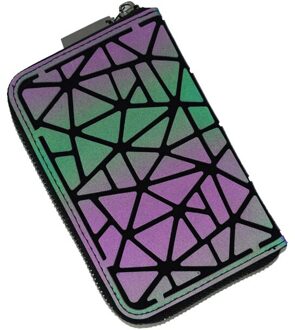 Rits Portemonnee Vrouwen Lange Clutch Geometrische Standaard Portefeuilles Portemonnee Vrouwen carteira Hologram portefeuillesubsidies femme Kaarthouder Luminous kort B