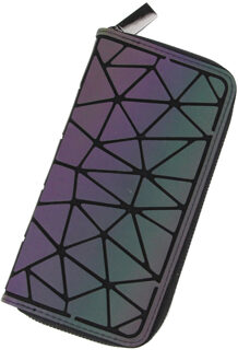 Rits Portemonnee Vrouwen Lange Clutch Geometrische Standaard Portefeuilles Portemonnee Vrouwen carteira Hologram portefeuillesubsidies femme Kaarthouder Luminous lang C